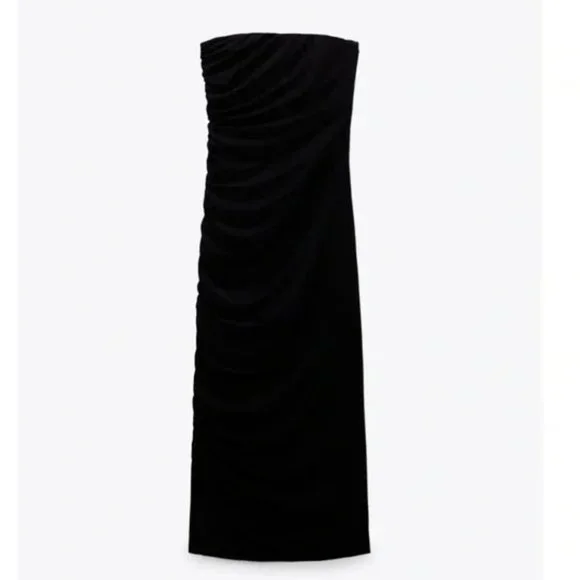 NWT Zara draped midi dress black - Picture 3 of 7
